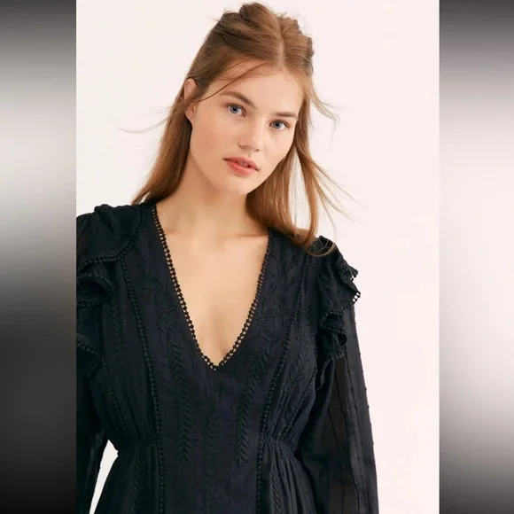 Free People | Dresses | Free People Isabella Cotton Embroidered Eyelet Mini  Dress Black | Poshmark